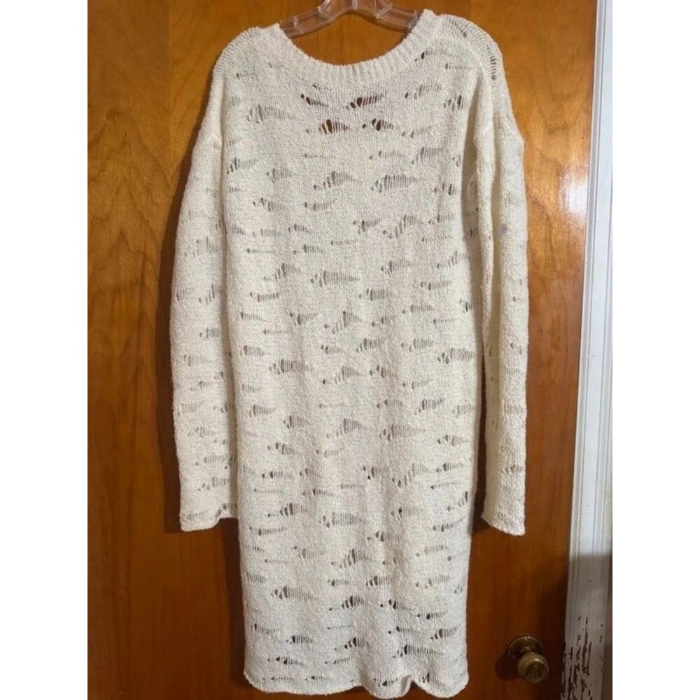 Free People White Off  White Cotton Blend Sweater Dress Size S Boho